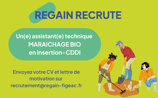 Regain recrute assistant(e) technique maraichage bio